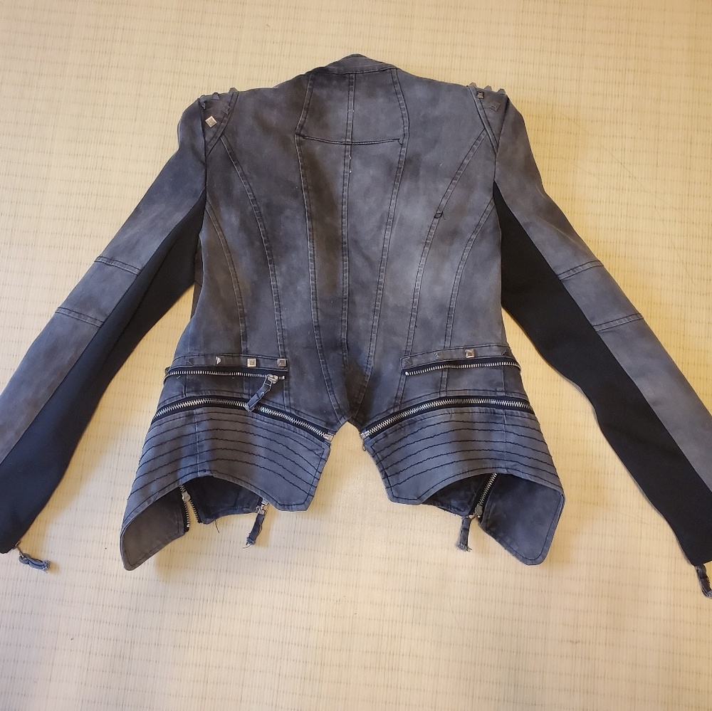Stud-Embellished Washed Black Jacket/Blazer - Picture 3 of 9